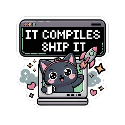 It Compiles Ship It Cat Coder Vinyl Sticker