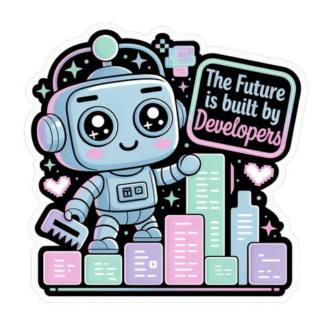 Cute Developer Robot Future Quote Vinyl Sticker