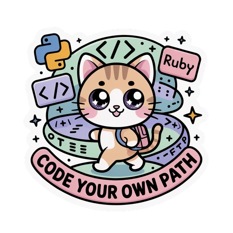 Cute Coding Cat Code Your Own Path Vinyl Sticker | Kawaii Programmer Laptop Decal