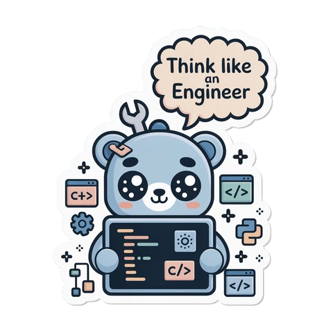 Cute Engineer Bear Coding Vinyl Sticker