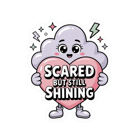 Cute Scared But Still Shining Cloud Heart Sticker