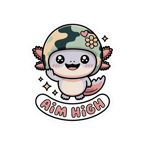 Cute Axolotl Aim High Vinyl Sticker | Kawaii Animal Motivational Decal