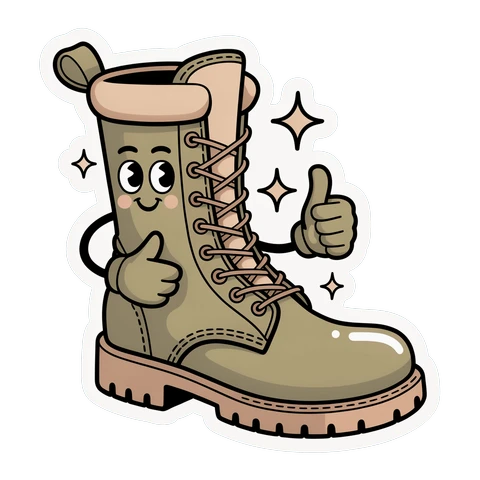 Cute Kawaii Combat Boot Vinyl Sticker