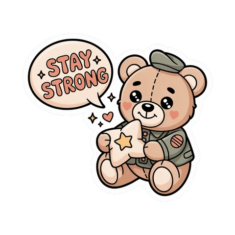 Cute Stay Strong Teddy Bear Motivational Vinyl Sticker