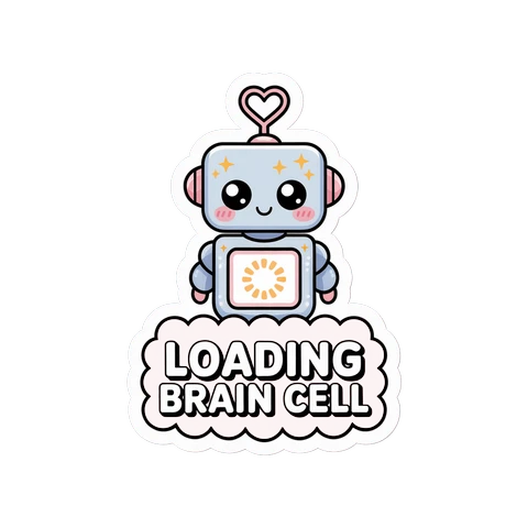 Cute Loading Brain Cell Robot Vinyl Sticker