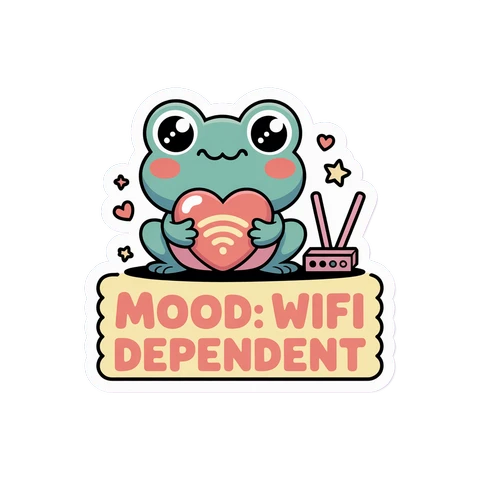 Cute Wifi Dependent Frog Vinyl Sticker