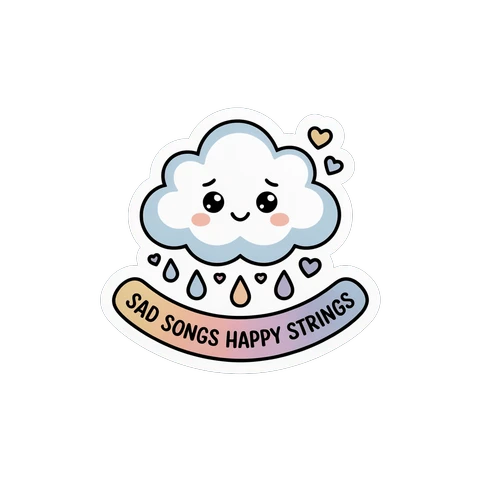 Cute Sad Songs Happy Strings Cloud Vinyl Sticker