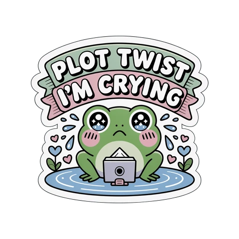 Cute Crying Frog Plot Twist Vinyl Sticker