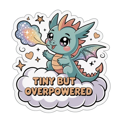 Cute Tiny But Overpowered Dragon Vinyl Sticker