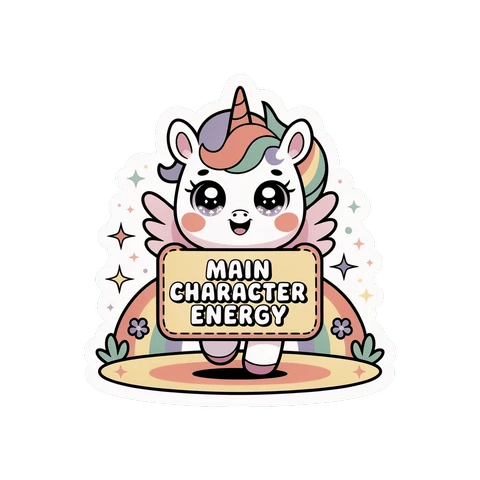 Cute Main Character Energy Unicorn Vinyl Sticker