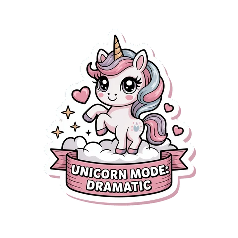 Cute Dramatic Unicorn Mode Kawaii Vinyl Sticker