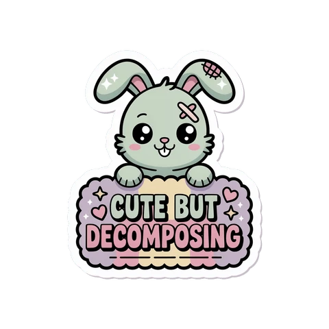 Cute But Decomposing Kawaii Bunny Vinyl Sticker