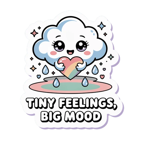 Cute Kawaii Cloud Tiny Feelings Big Mood Sticker