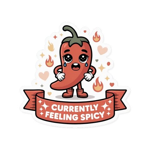 Cute Spicy Chili Pepper Currently Feeling Spicy Sticker