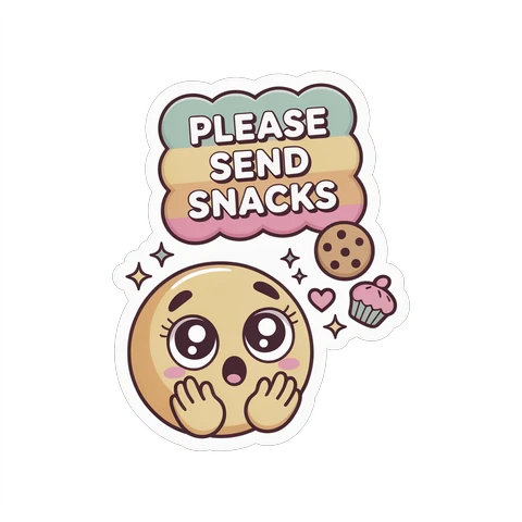 Please Send Snacks Cute Emoji Vinyl Sticker