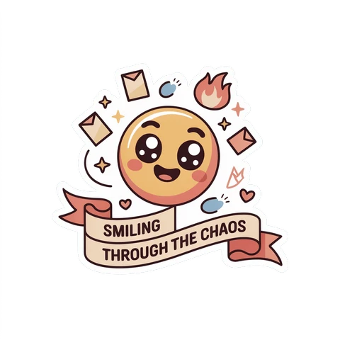 Cute Smiling Through the Chaos Quote Vinyl Sticker