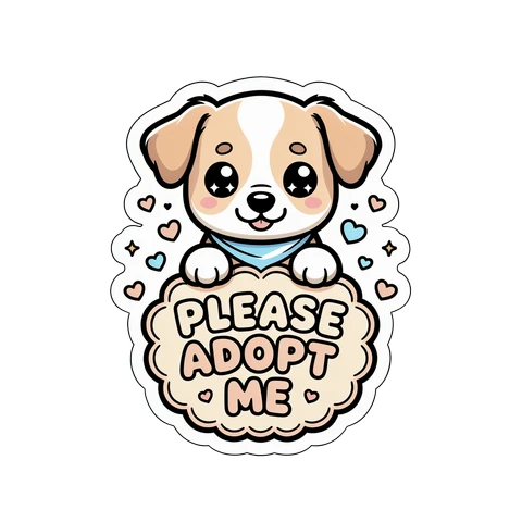 Cute Please Adopt Me Puppy Vinyl Sticker