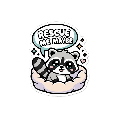 Cute Rescue Me Maybe Raccoon Vinyl Sticker