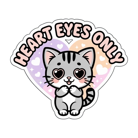 Cute Heart Eyes Kitten Kawaii Vinyl Sticker