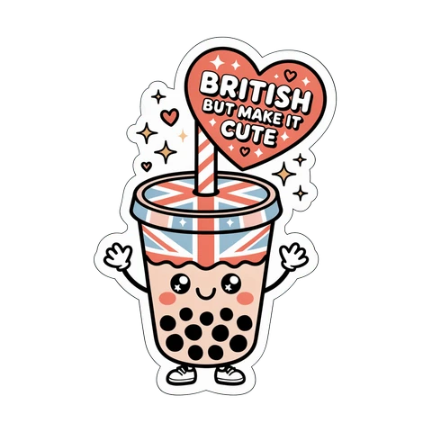 Cute British Bubble Tea Vinyl Sticker