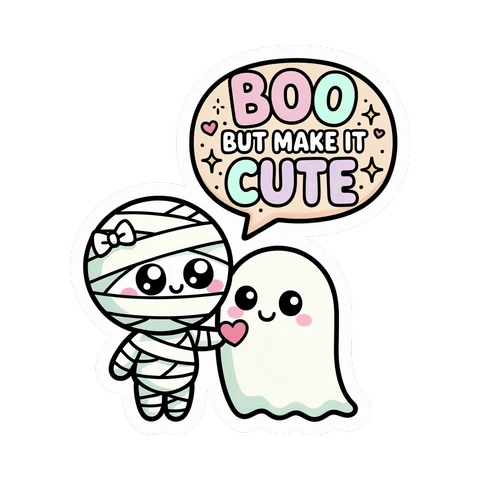 Cute Halloween Ghost and Mummy Boo But Make It Cute Sticker