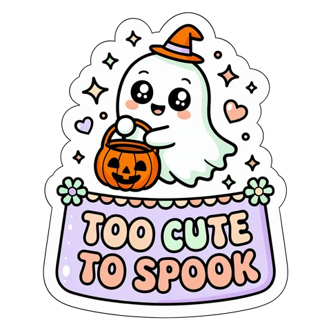 Cute Halloween Ghost Too Cute To Spook Sticker