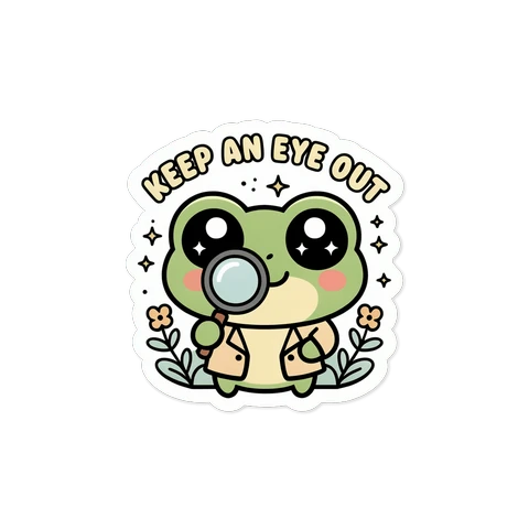 Cute Detective Frog Keep An Eye Out Sticker