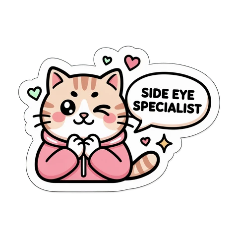 Cute Side Eye Specialist Cat Vinyl Sticker