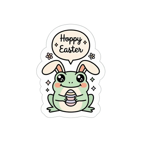Cute Hoppy Easter Frog Bunny Vinyl Sticker
