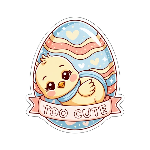 Cute Chick in Easter Egg Too Cute Vinyl Sticker