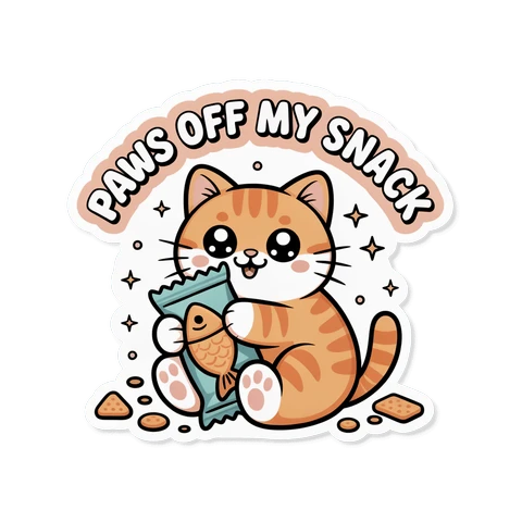 Cute Paws Off My Snack Cat Vinyl Sticker