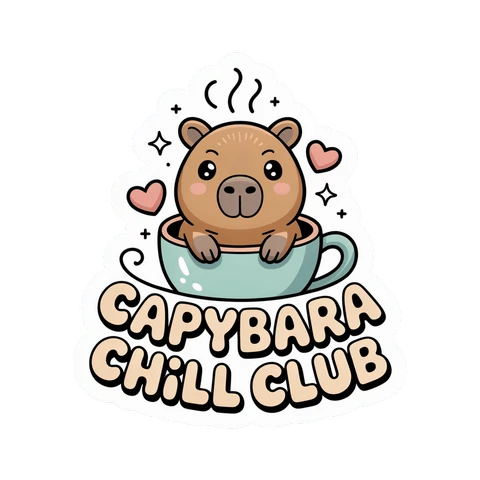 Cute Capybara Chill Club Coffee Cup Sticker