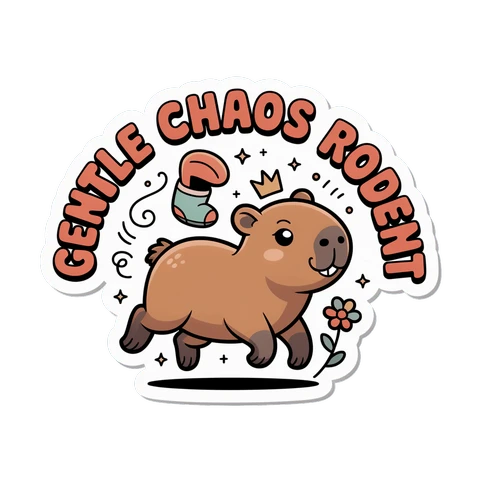 Gentle Chaos Rodent Capybara Cute Vinyl Sticker