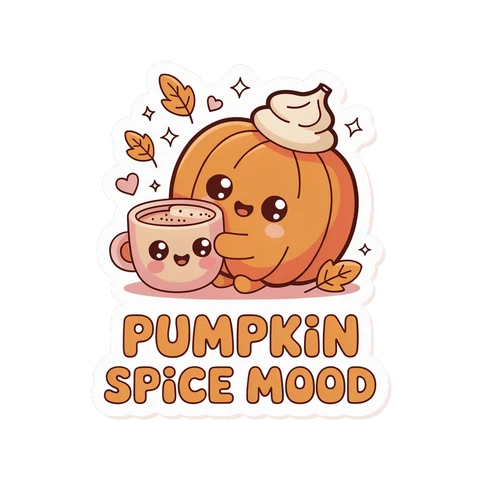 Kawaii Pumpkin Spice Mood Coffee Vinyl Sticker