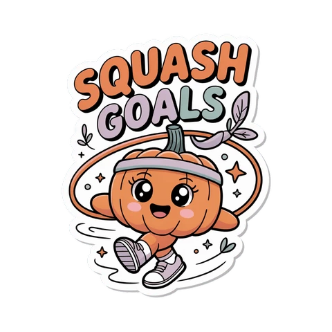 Kawaii Squash Goals Pumpkin Workout Sticker