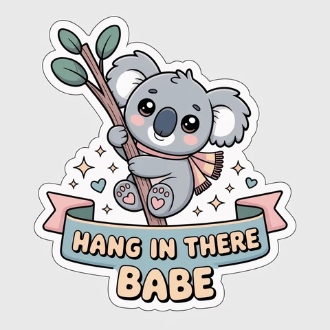 Cute Hang In There Koala Motivational Vinyl Sticker