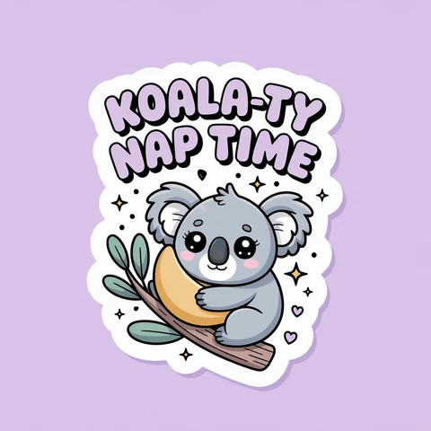 Cute Koala Nap Time Vinyl Sticker