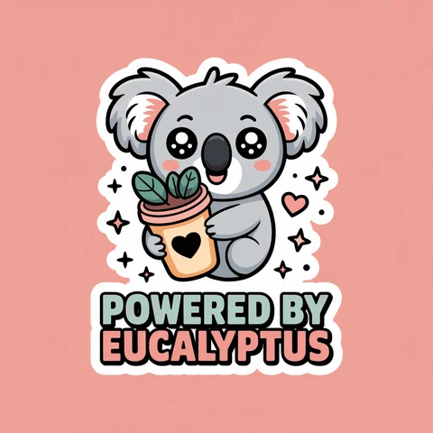 Cute Koala Powered By Eucalyptus Vinyl Sticker