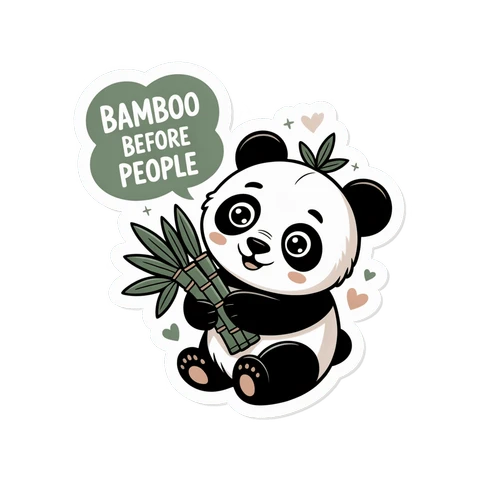 Cute Panda Bamboo Before People Vinyl Sticker