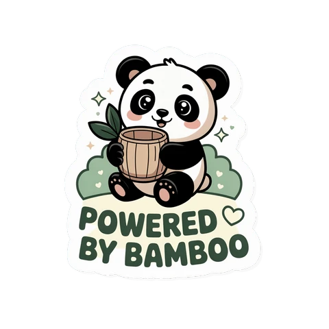 Kawaii Panda Powered By Bamboo Vinyl Sticker