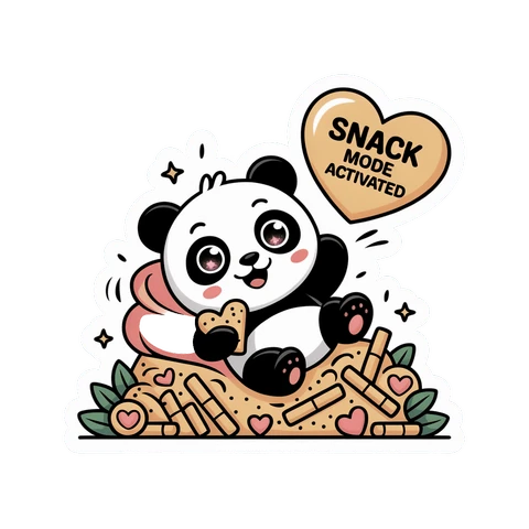 Kawaii Panda Snack Mode Activated Vinyl Sticker