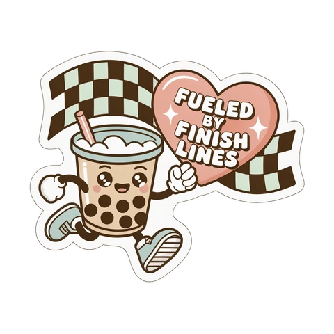 Cute Boba Racing Fueled By Finish Lines Sticker