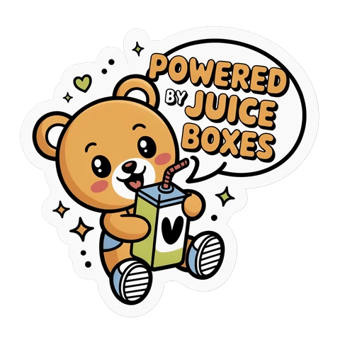 Cute Bear Powered by Juice Boxes Kawaii Sticker