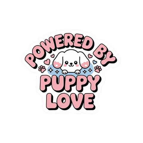 Powered By Puppy Love Cute Dog Quote Sticker