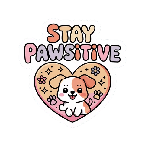 Stay Pawsitive Cute Puppy Heart Vinyl Sticker