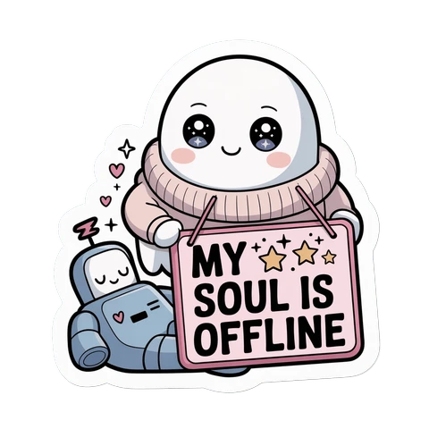 Cute Kawaii Ghost My Soul Is Offline Sticker