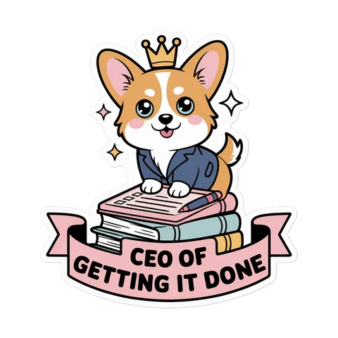 Cute Corgi CEO Of Getting It Done Sticker