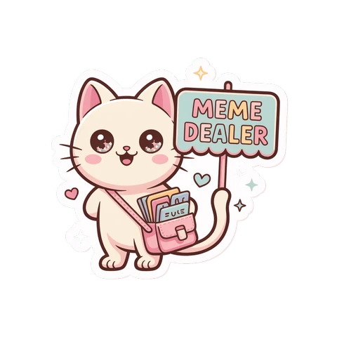 Cute Meme Dealer Cat Vinyl Sticker