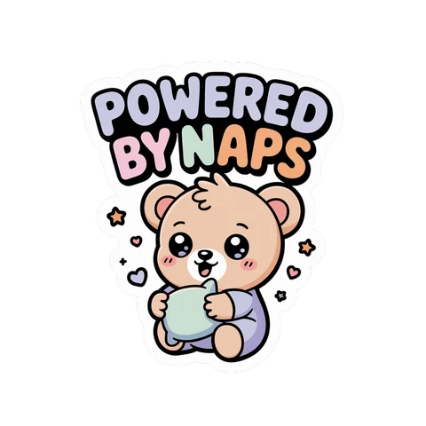 Cute Powered By Naps Bear Vinyl Sticker