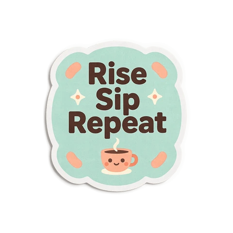 Rise Sip Repeat Cute Coffee Quote Sticker